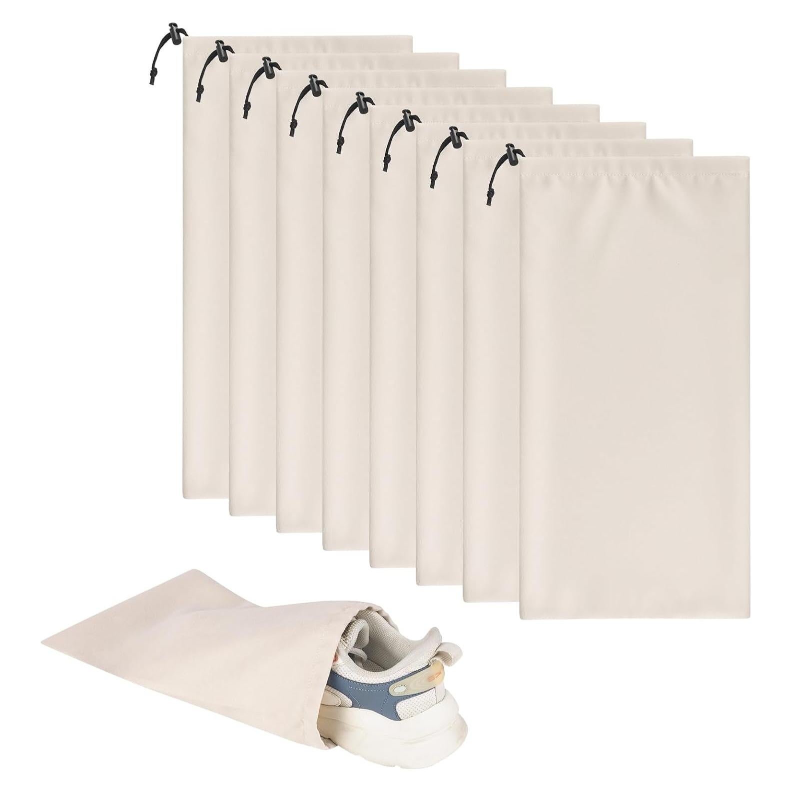 Juego de 8 Bolsas de Zapatos de Franela Beige para Viaje - 45.72cm x 22.86cm