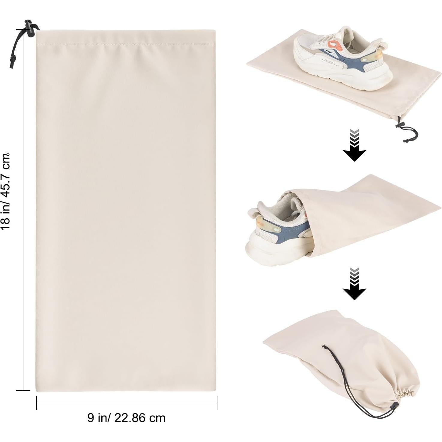 Juego de 8 Bolsas de Zapatos de Franela Beige para Viaje - 45.72cm x 22.86cm