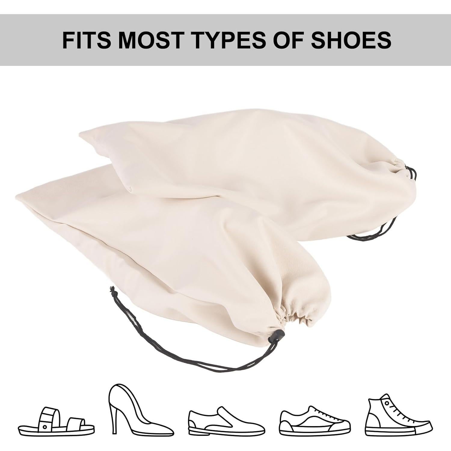 Juego de 8 Bolsas de Zapatos de Franela Beige para Viaje - 45.72cm x 22.86cm