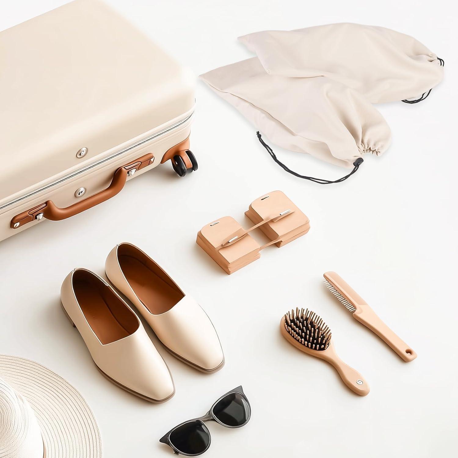 Juego de 8 Bolsas de Zapatos de Franela Beige para Viaje - 45.72cm x 22.86cm