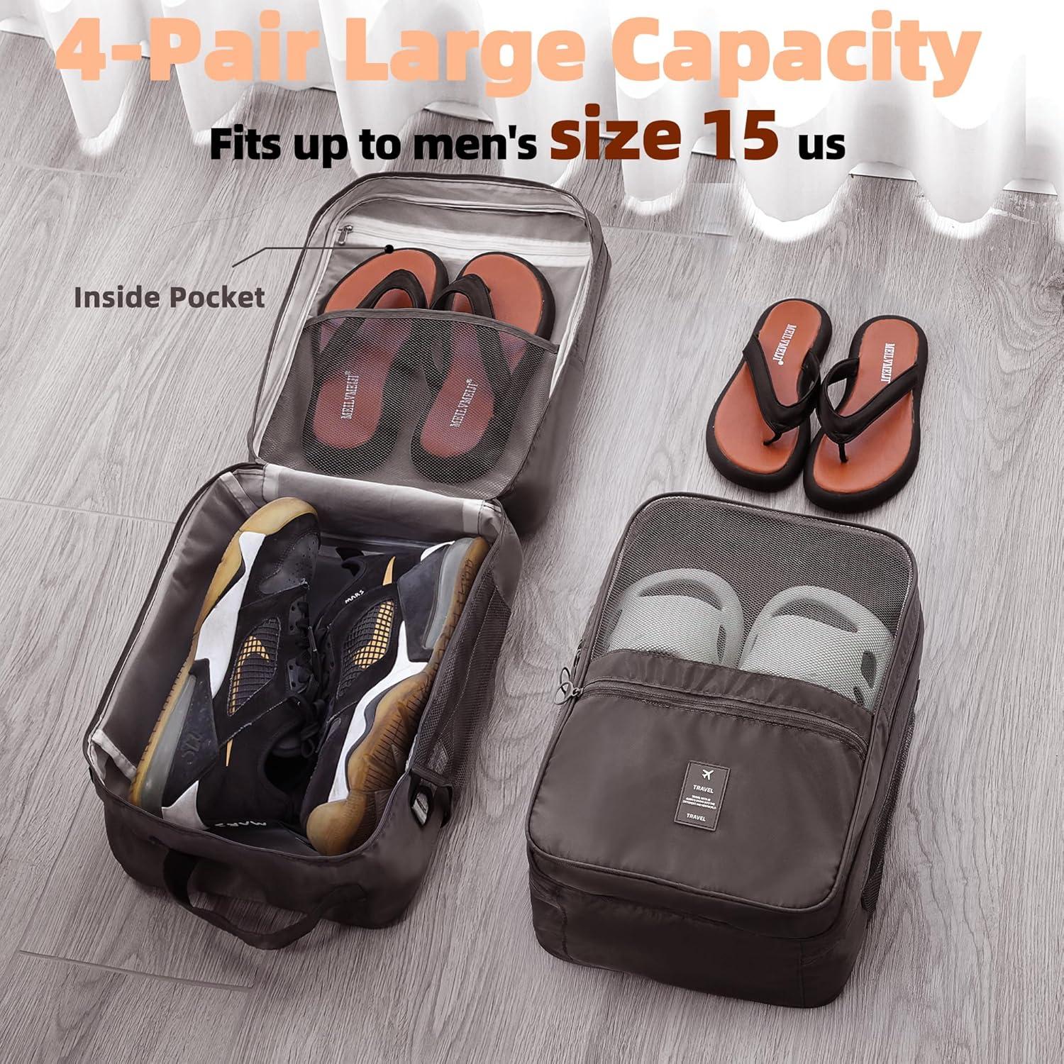 Bolsa de Zapatos de Viaje Uprimeasy 4 Pares Impermeable Negra