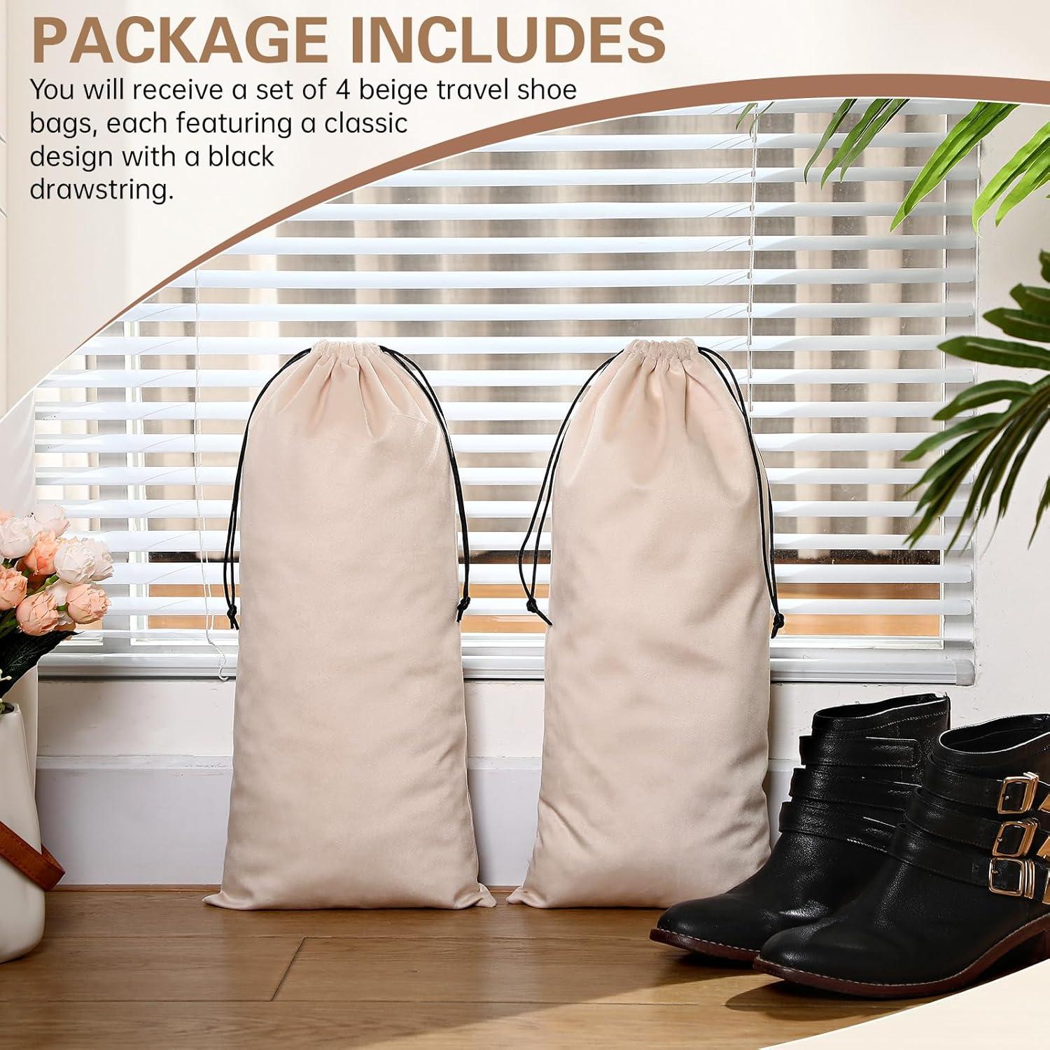 Bolsas de Tela para Zapatos Amylove 4 Pcs Beige 20.5x43 cm