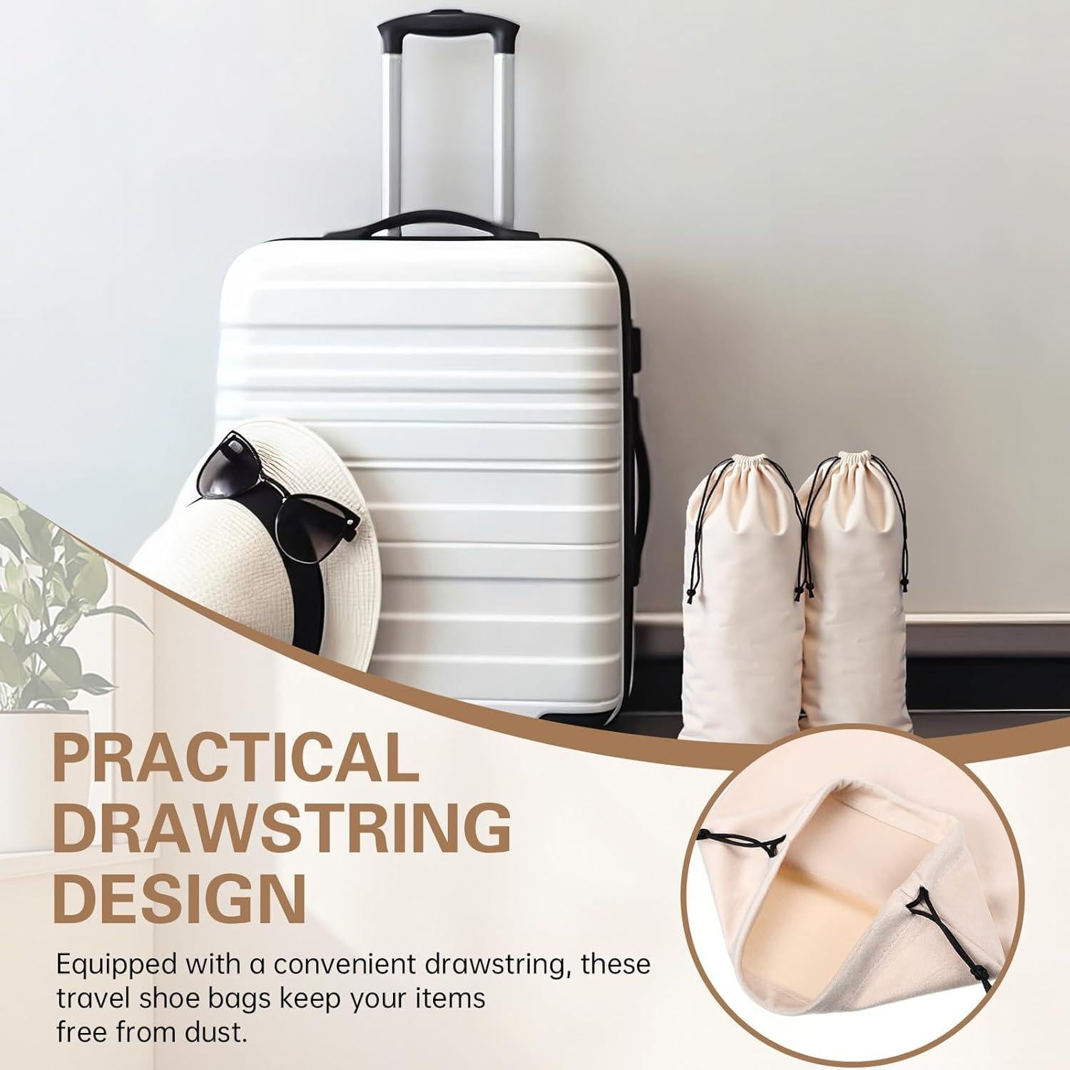Bolsas de Tela para Zapatos Amylove 4 Pcs Beige 20.5x43 cm