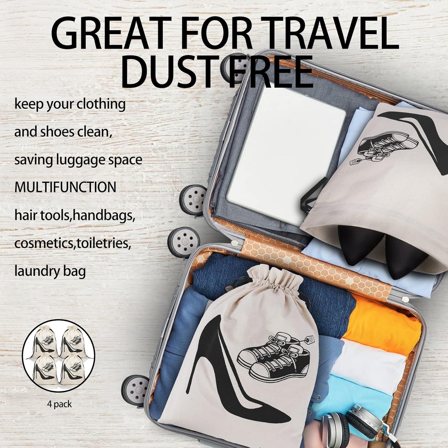 Juego de 4 bolsas de viaje para zapatos Dmoera - Algodón 100%