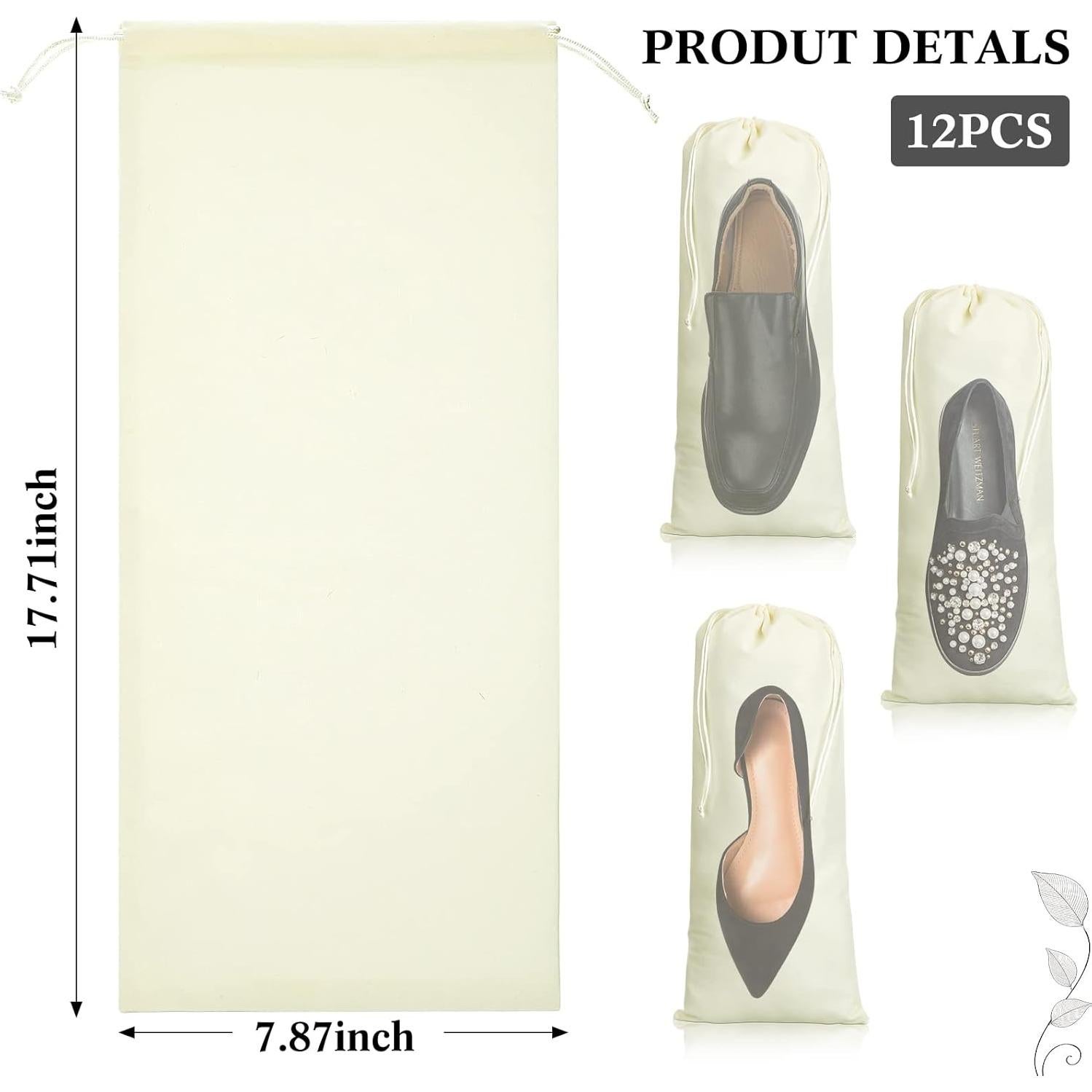 12 Bolsas de Polvo para Zapatos Chumia Beige 45x20 cm