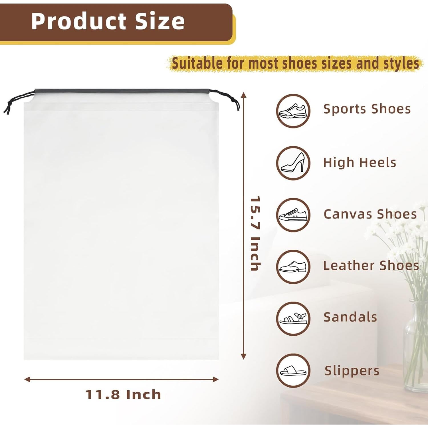 6 Bolsas de Zapatos Transparentes LazyMe 30x40 cm Impermeables