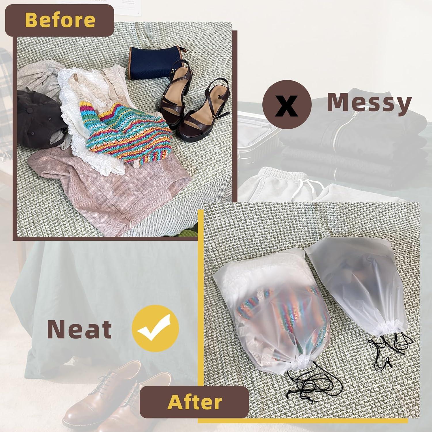 6 Bolsas de Zapatos Transparentes LazyMe 30x40 cm Impermeables