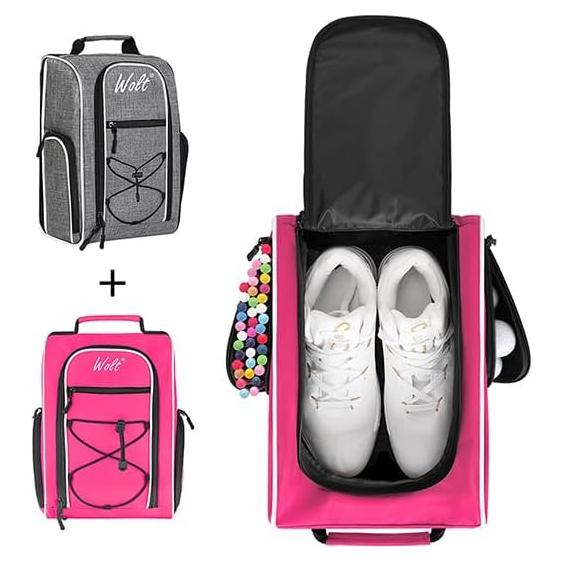 Bolsa de Zapatos de Golf Wolt 2 Pcs Gris/Rosa con Ventilación