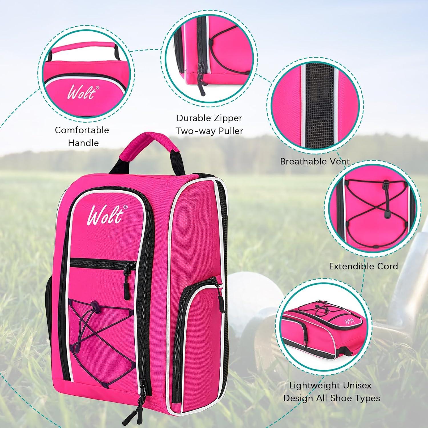 Bolsa de Zapatos de Golf Wolt 2 Pcs Gris/Rosa con Ventilación