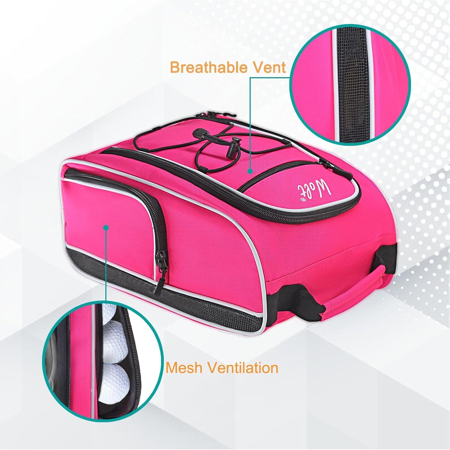Bolsa de Zapatos de Golf Wolt 2 Pcs Gris/Rosa con Ventilación