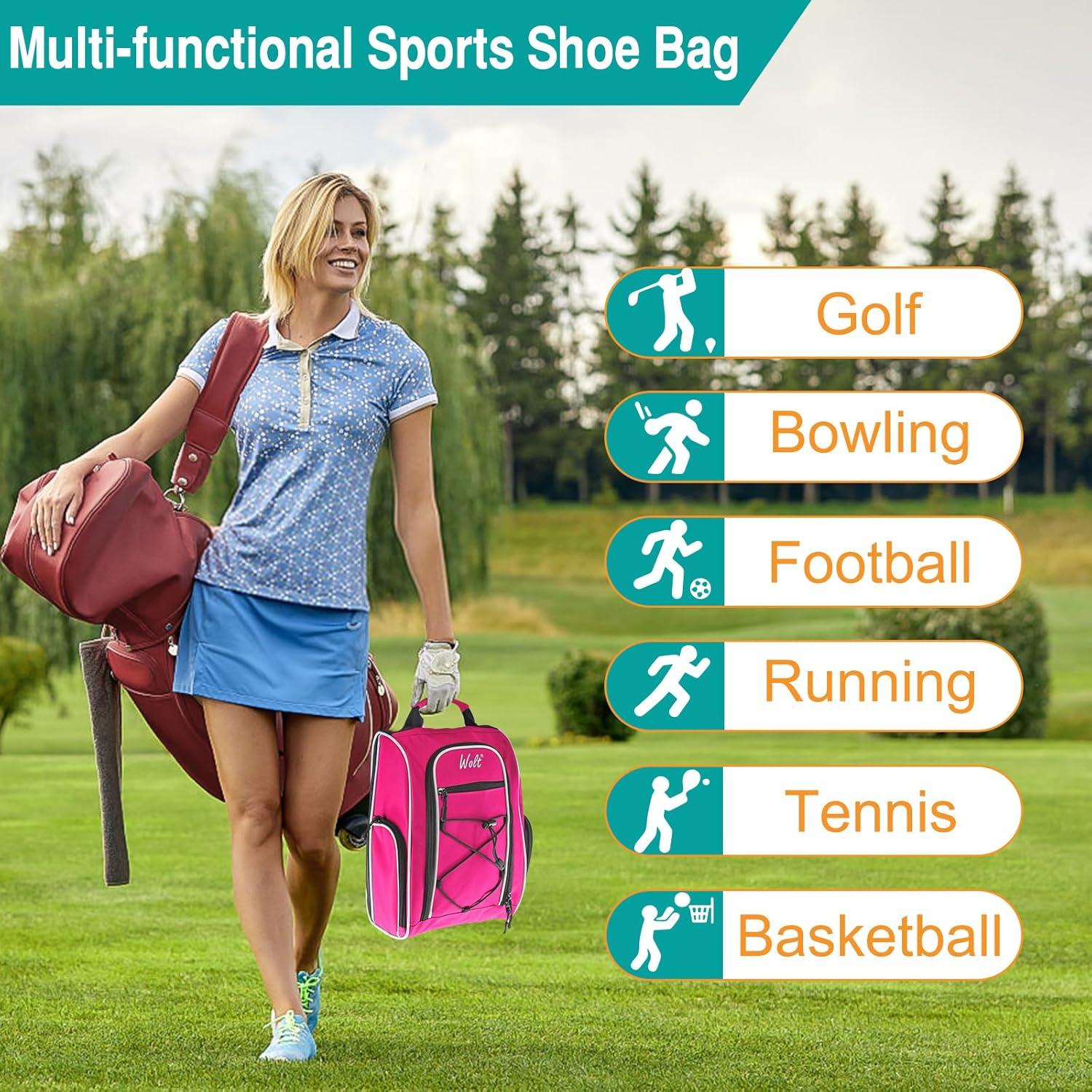 Bolsa de Zapatos de Golf Wolt 2 Pcs Gris/Rosa con Ventilación