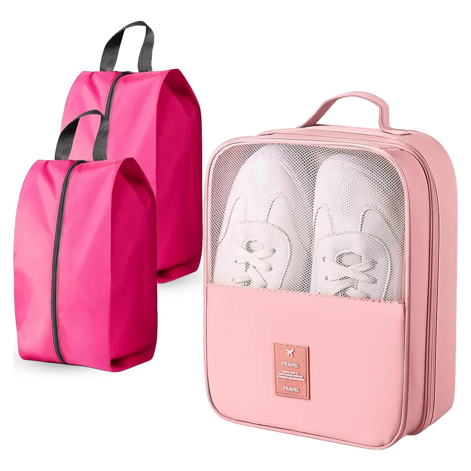 Bolsa de Zapatos de Viaje Uprimeasy Rosa 3 Pares Impermeable