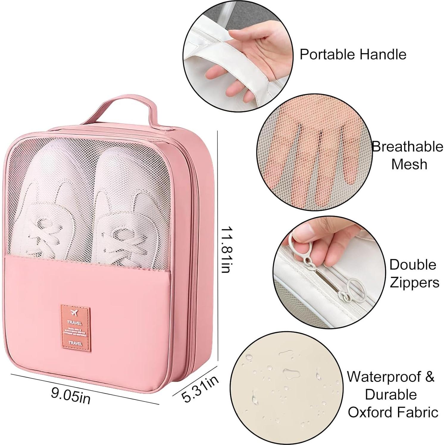 Bolsa de Zapatos de Viaje Uprimeasy Rosa 3 Pares Impermeable