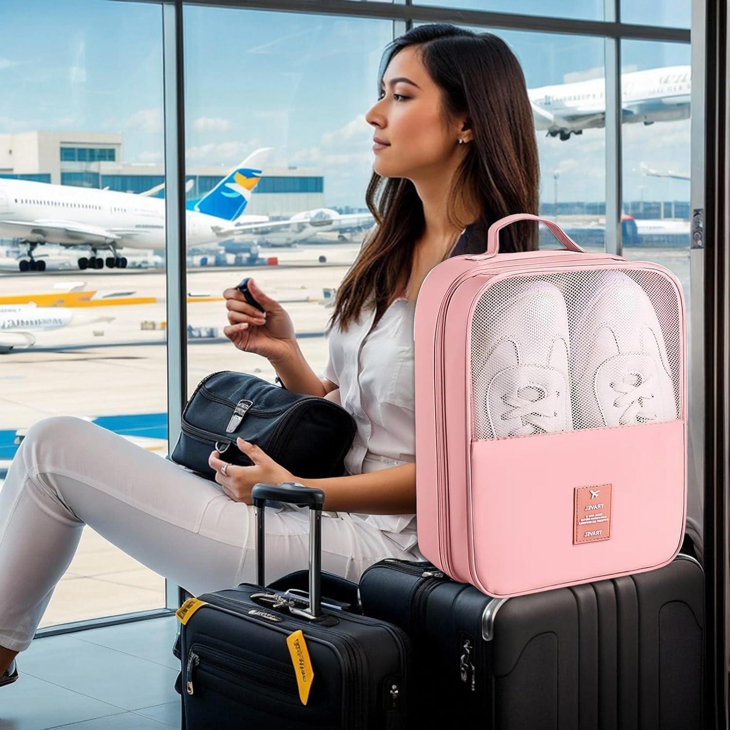 Bolsa de Zapatos de Viaje Uprimeasy Rosa 3 Pares Impermeable