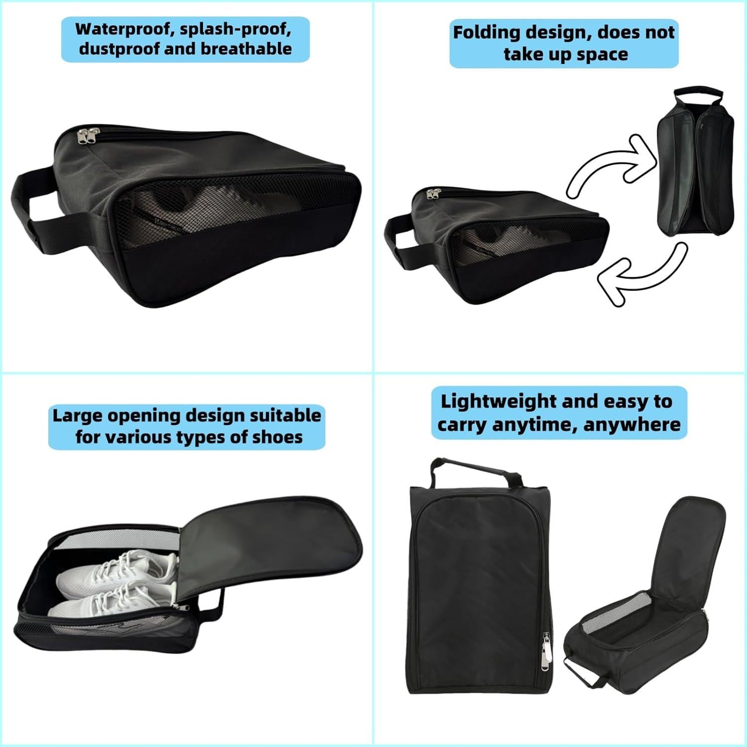 Bolsa de Zapatos de Golf Voyboced Negra Impermeable 32.5x23.5cm