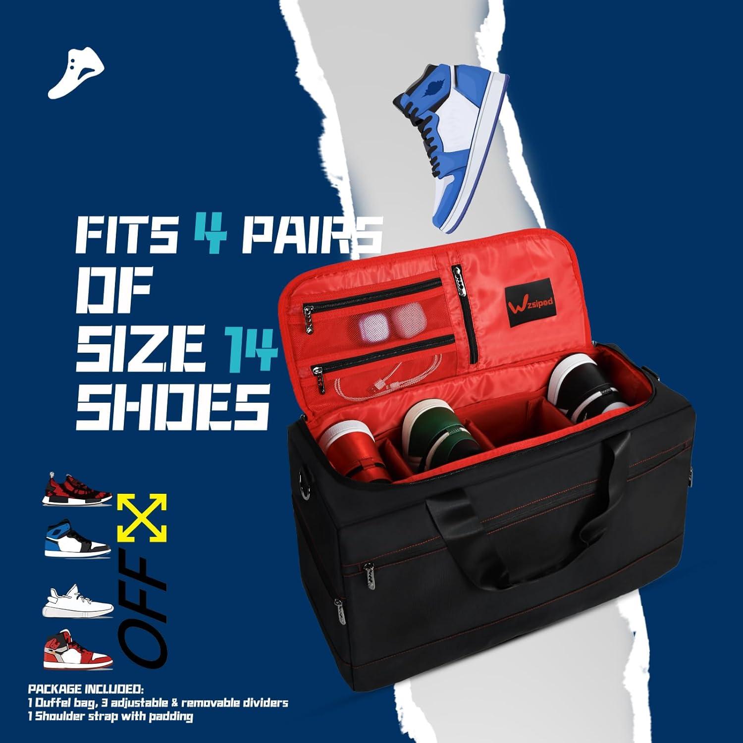 Bolsa de Viaje Duffel Wzsipod para Zapatillas Rojo 55.88x24.89x30.48cm