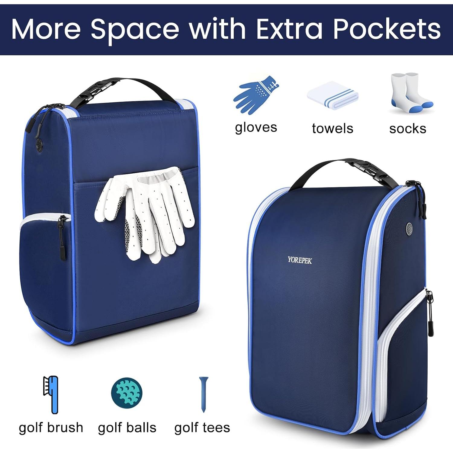 Bolsa para Zapatos de Golf YOREPEK Azul con Ventilación y Asa