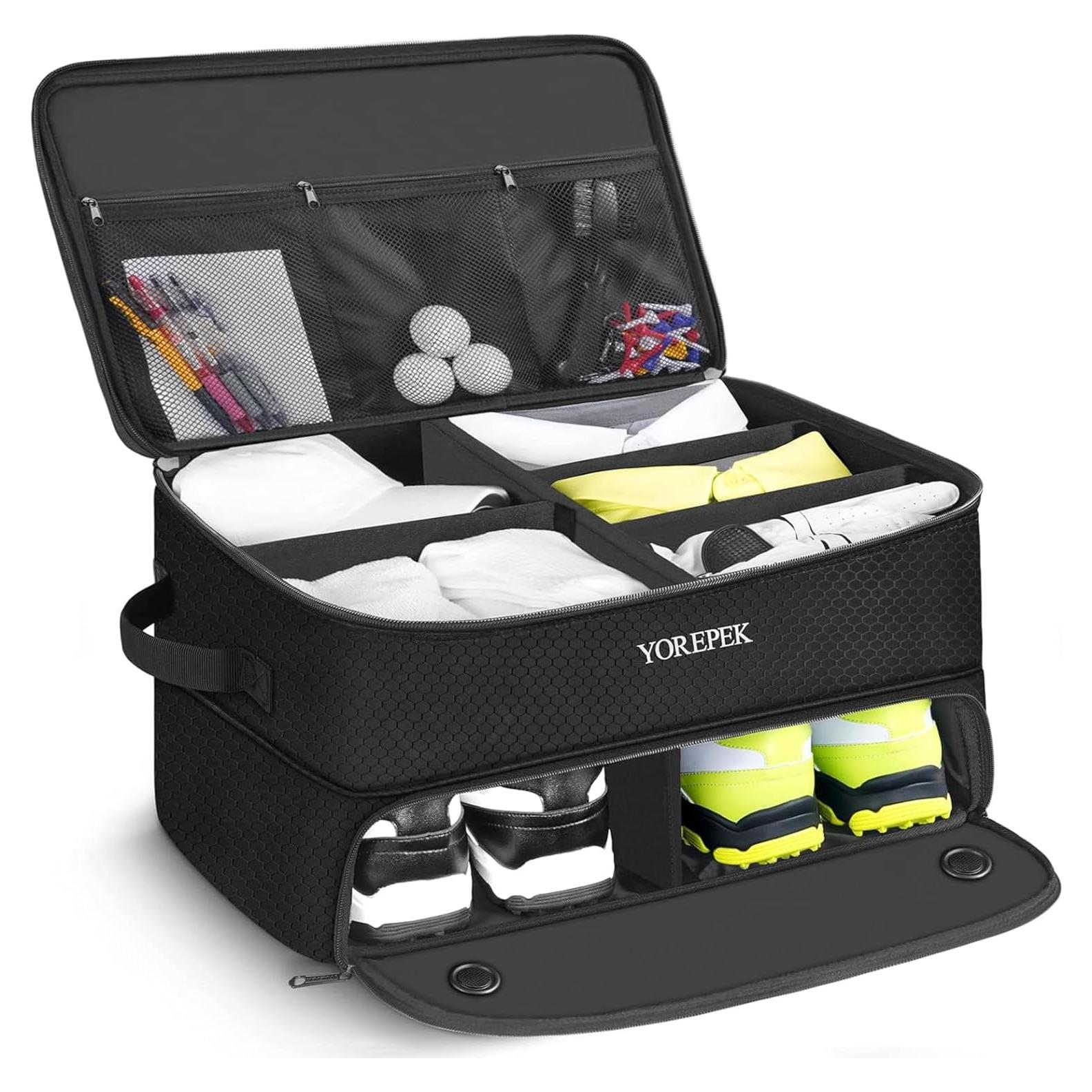 Organizador de Maletero de Golf YOREPEK Negro Grande con Compartimentos