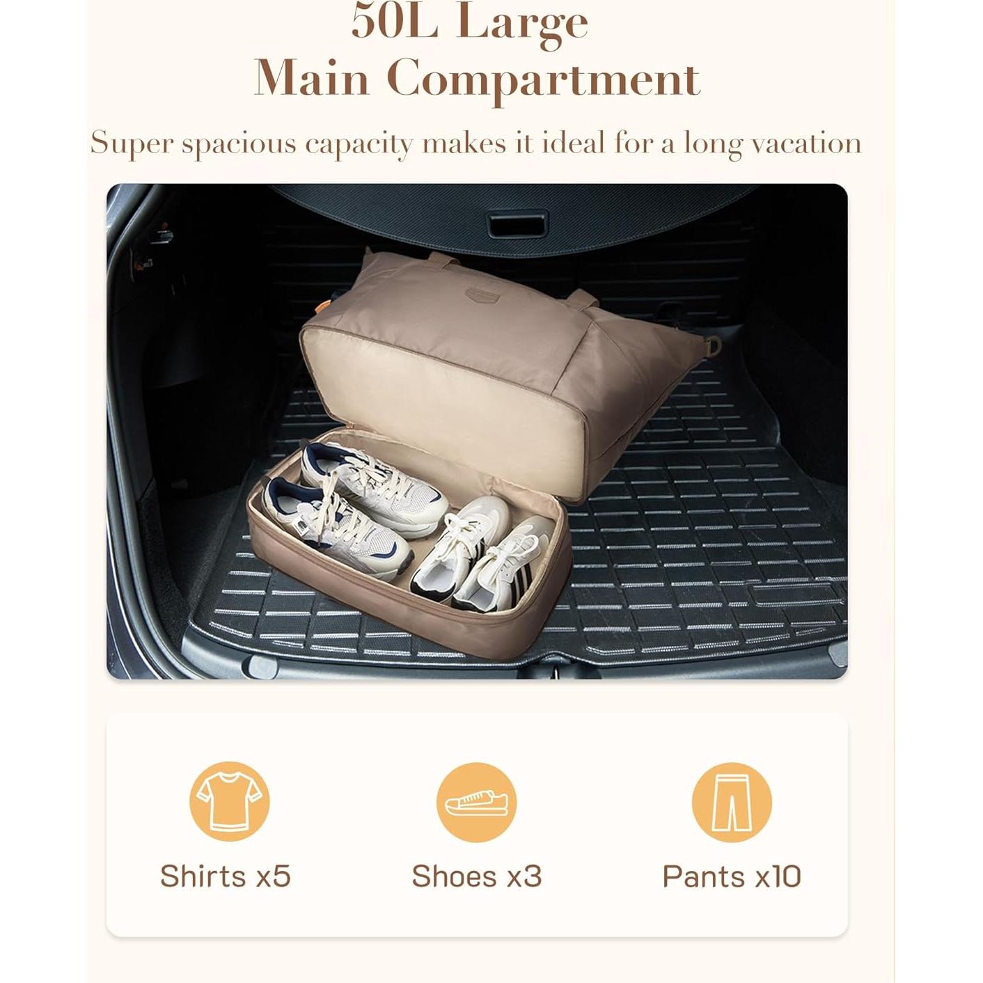 Bolsa de Viaje Plegable Missnine 50L con Compartimento para Zapatos