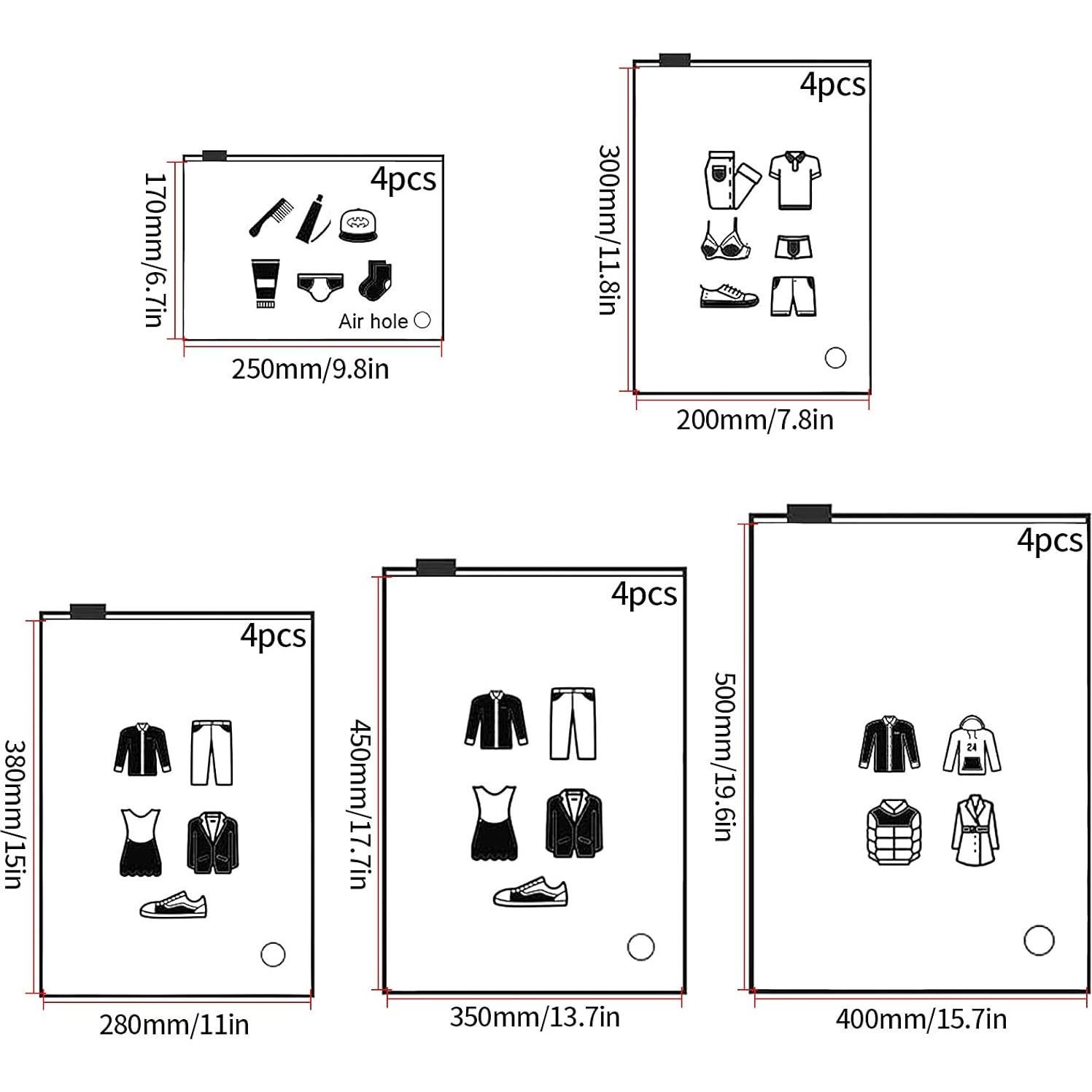 20 Bolsas de Almacenamiento Reutilizables Siyurongg 5 Tamaños