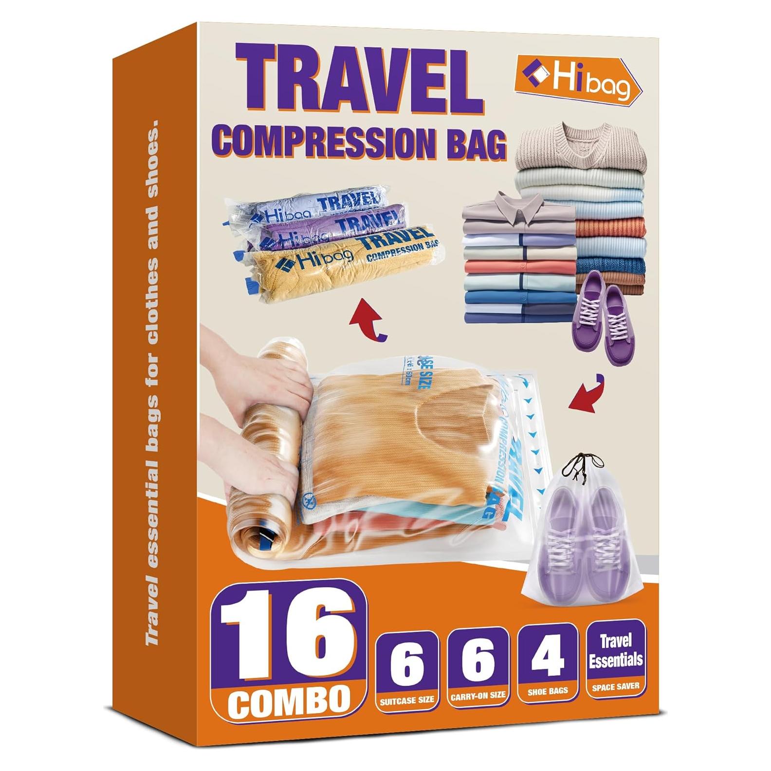 Bolsas de Compresión HIBAG 16-Pack para Ropa y Zapatos