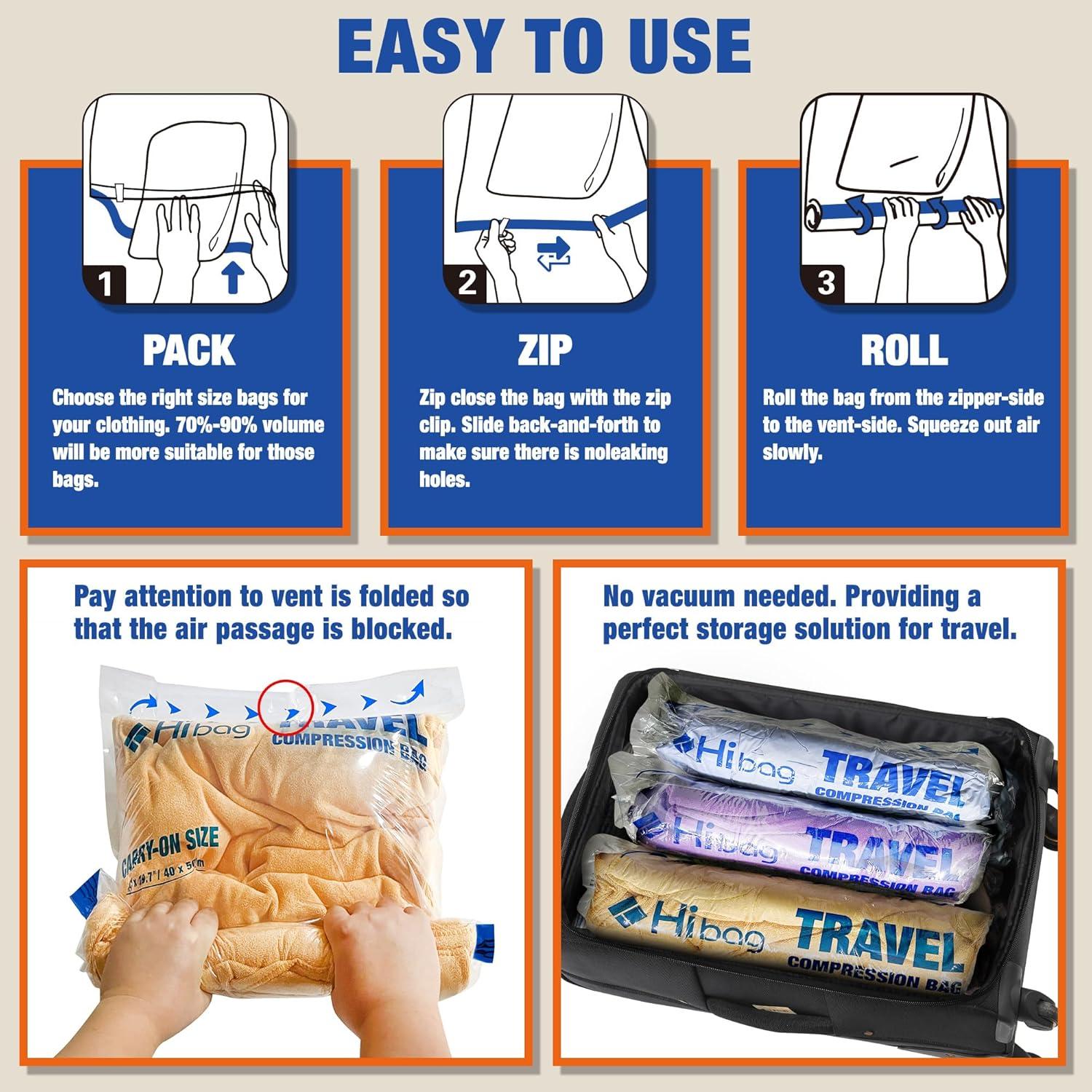 Bolsas de Compresión HIBAG 16-Pack para Ropa y Zapatos