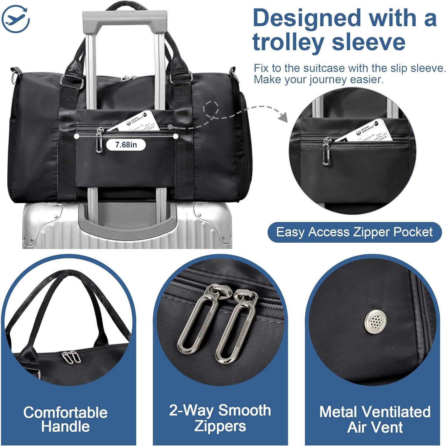 Bolsa de Deporte FIORETTO para Mujeres Negra con Compartimentos