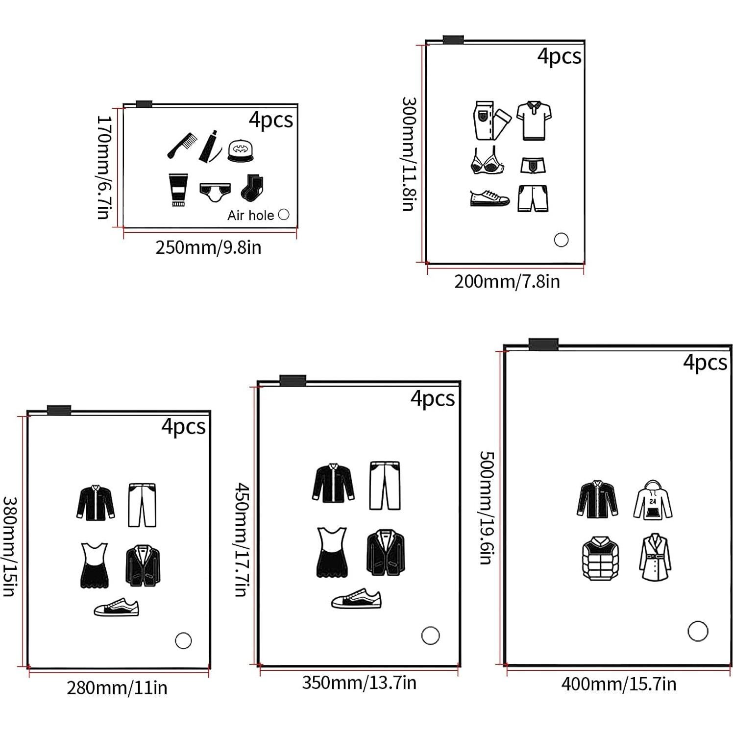 Bolsas de Almacenamiento de Viaje Xujinsongg - 20 Piezas Reutilizables