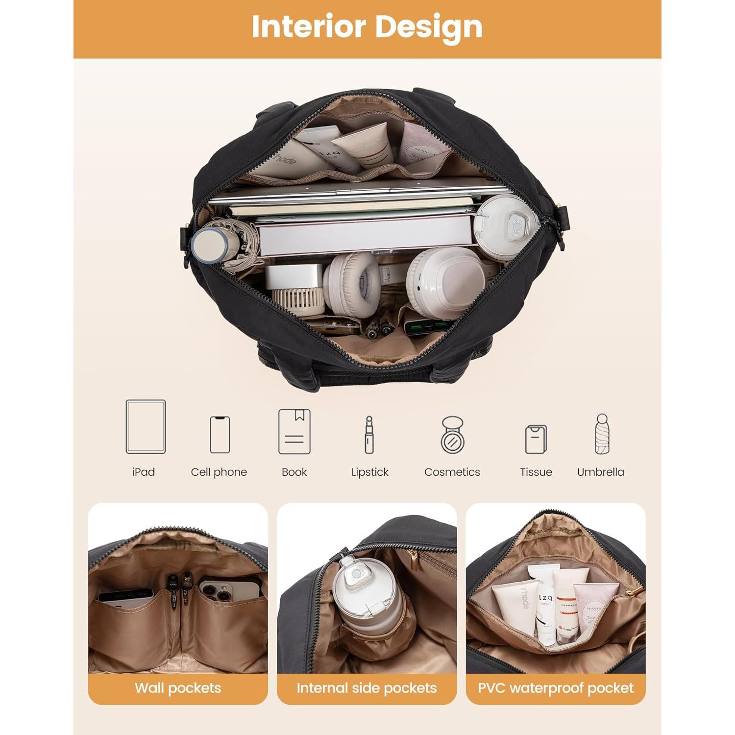 Bolsa de Gimnasio LoveVook para Mujer 3 Pzs Duffle Negra