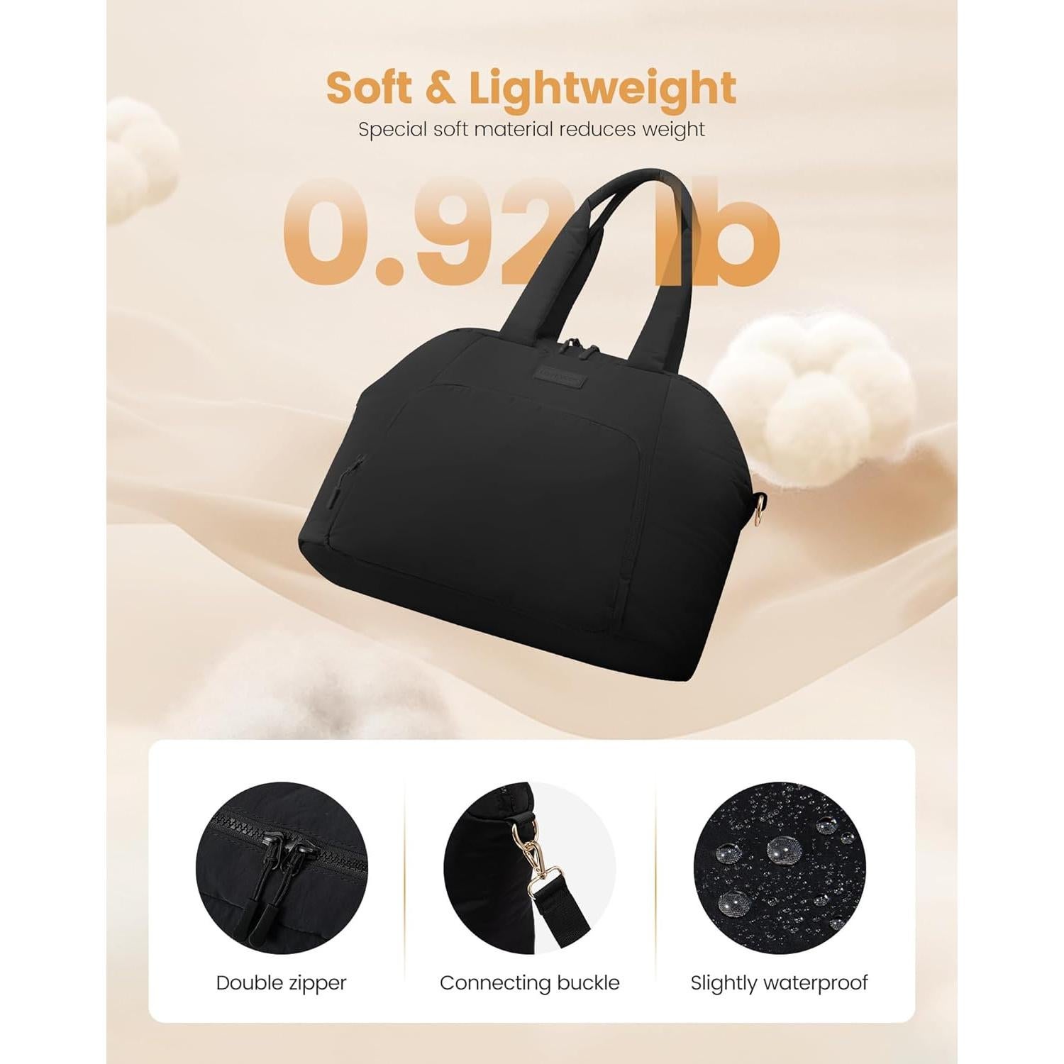 Bolsa de Gimnasio LoveVook para Mujer 3 Pzs Duffle Negra