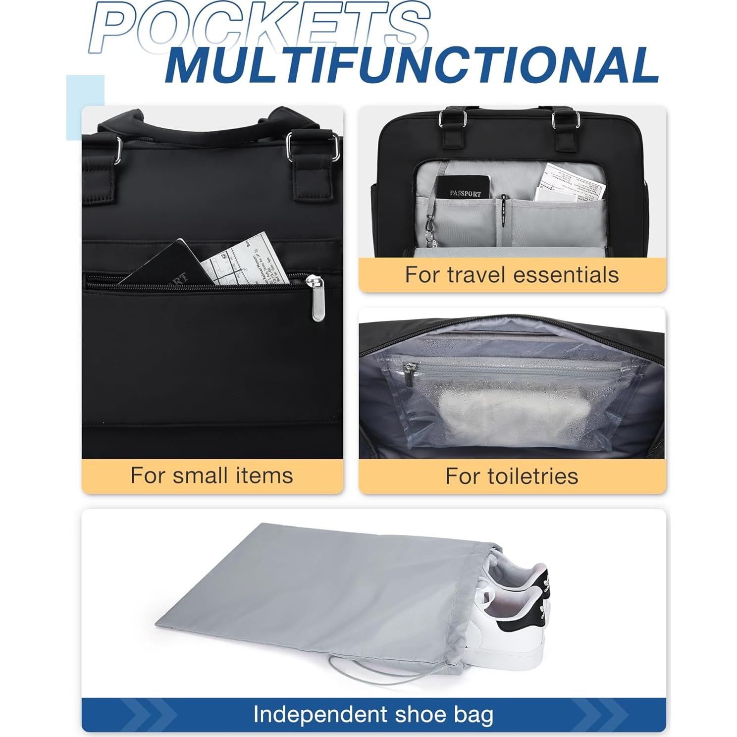 Bolsa de Viaje Duffle BAGSMART Negra con Compartimento para Laptop