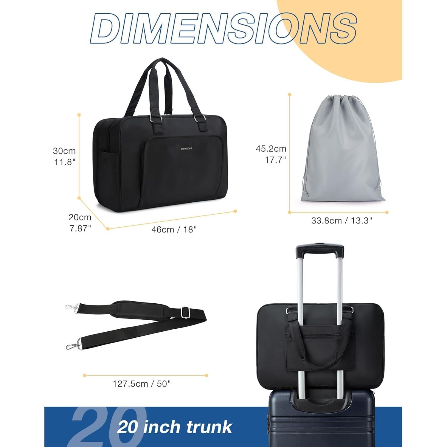 Bolsa de Viaje Duffle BAGSMART Negra con Compartimento para Laptop