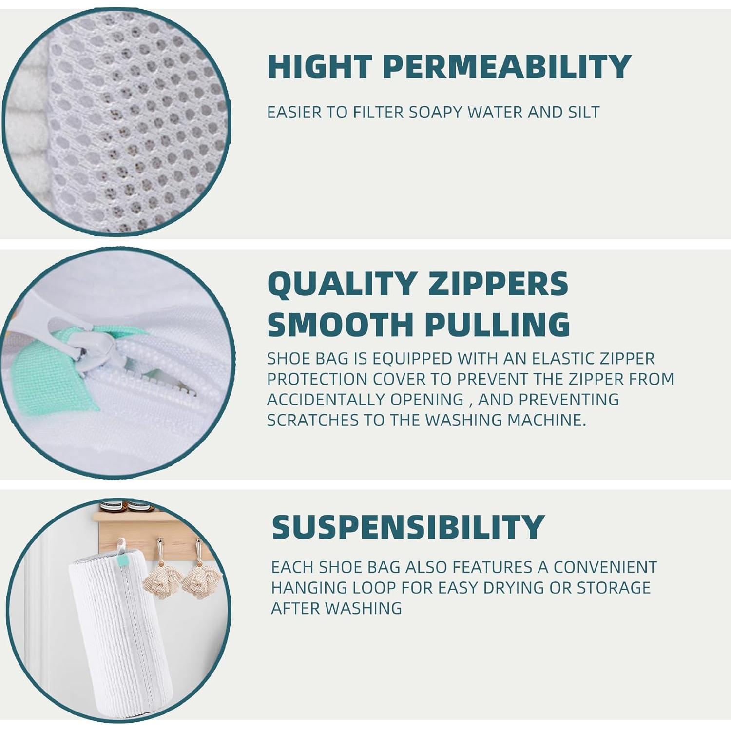 Bolsa de Lavadora de Zapatos 2Pcs Microfibra Blanco