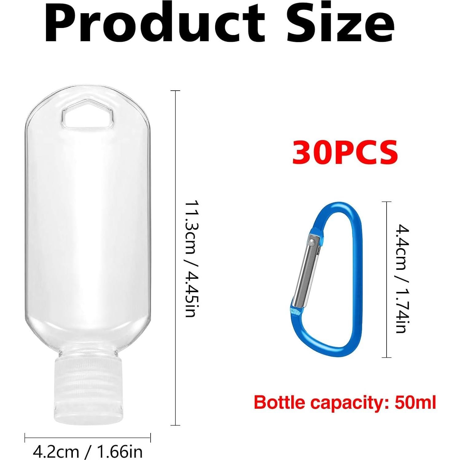 30 Llaveros Botellas de Viaje Reutilizables 50ml USSDVVCQ