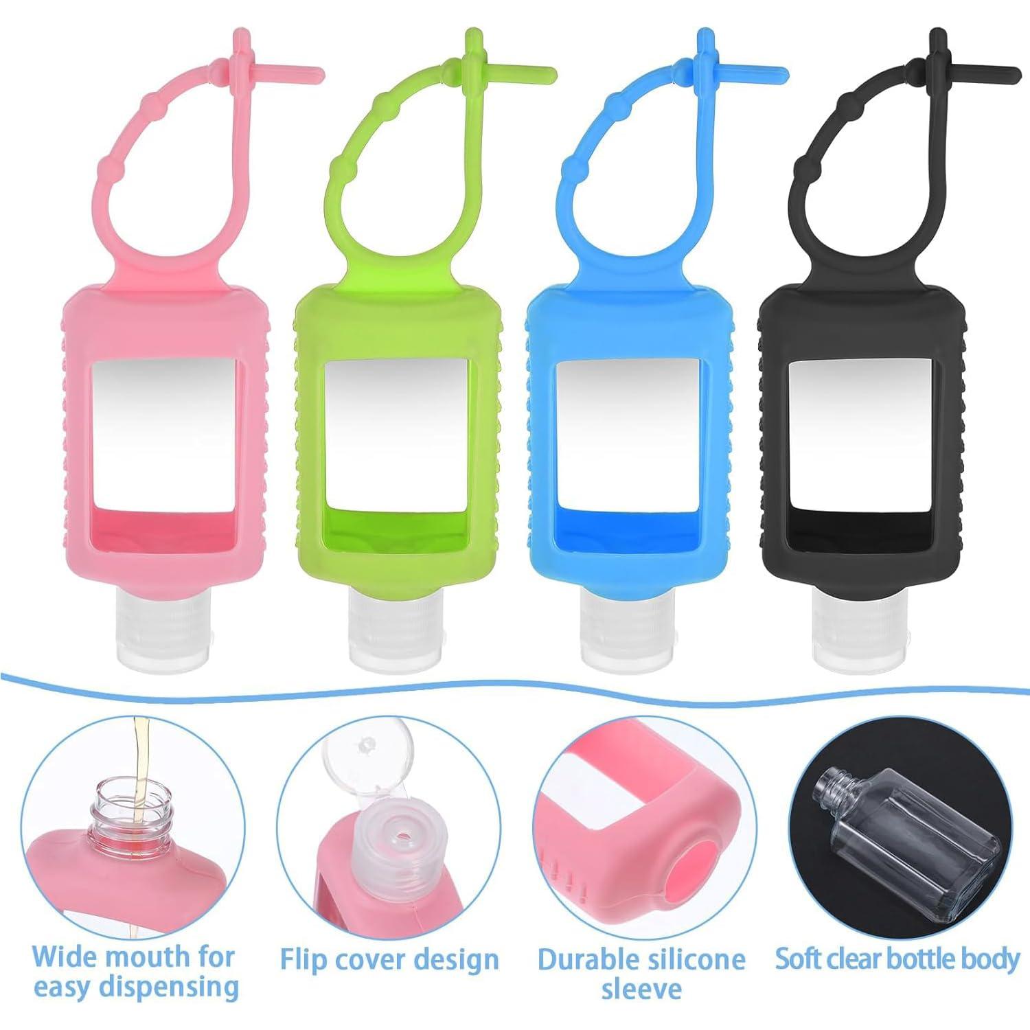 Paquete de 4 Botellas de Viaje 60ml con Soporte de Silicona