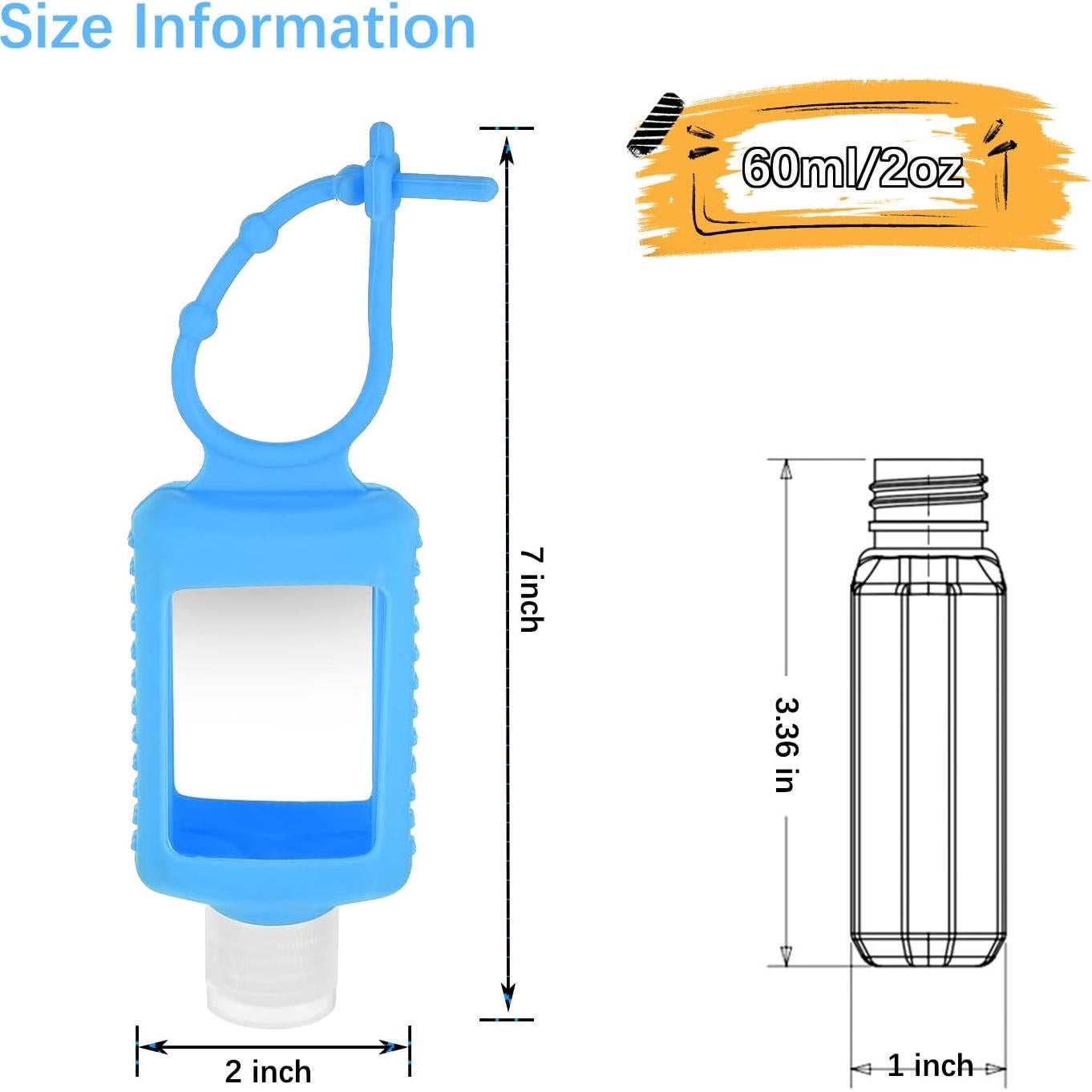 Paquete de 4 Botellas de Viaje 60ml con Soporte de Silicona