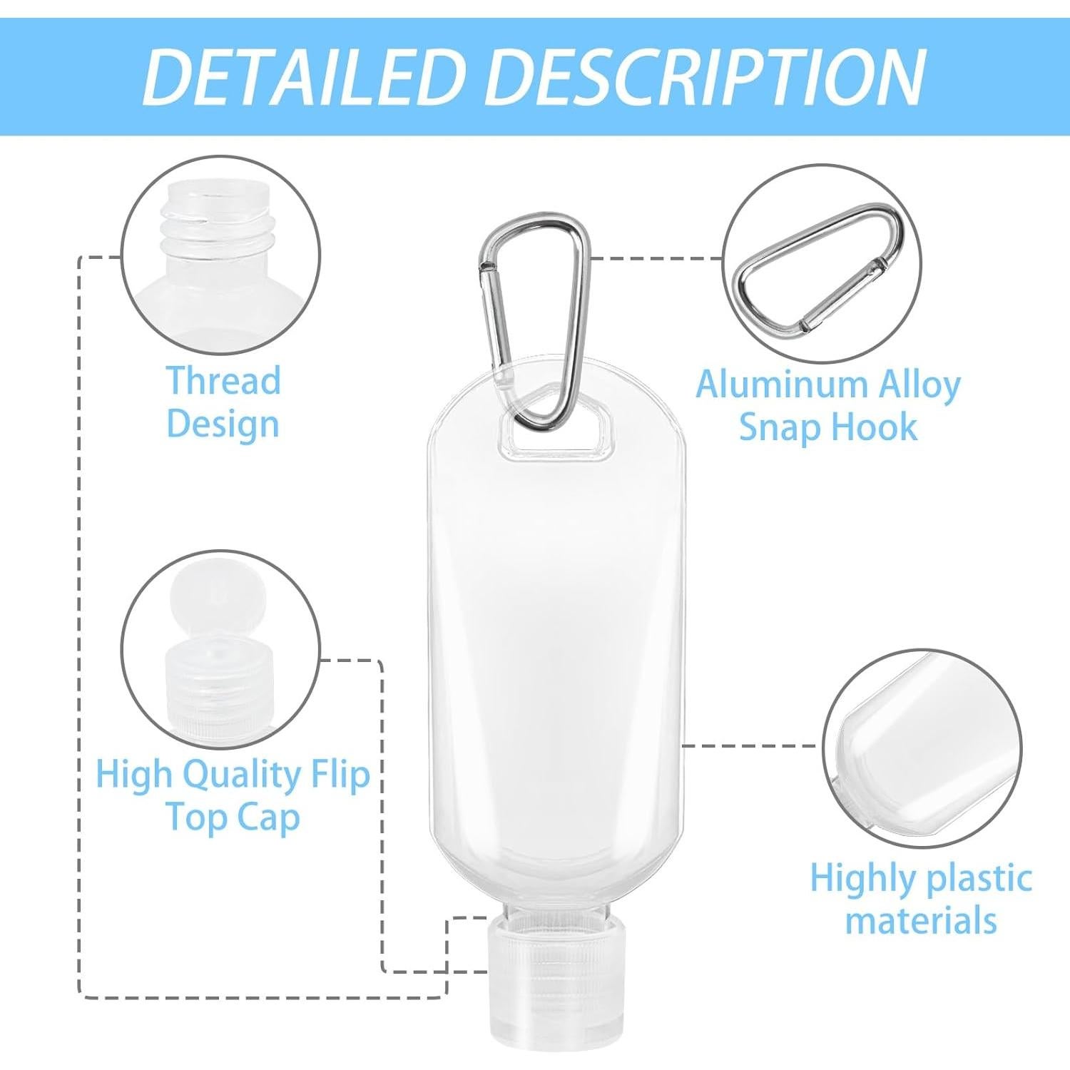 Paquete de 6 Botellas Reutilizables Ulbemoll 50ml a Prueba de Fugas