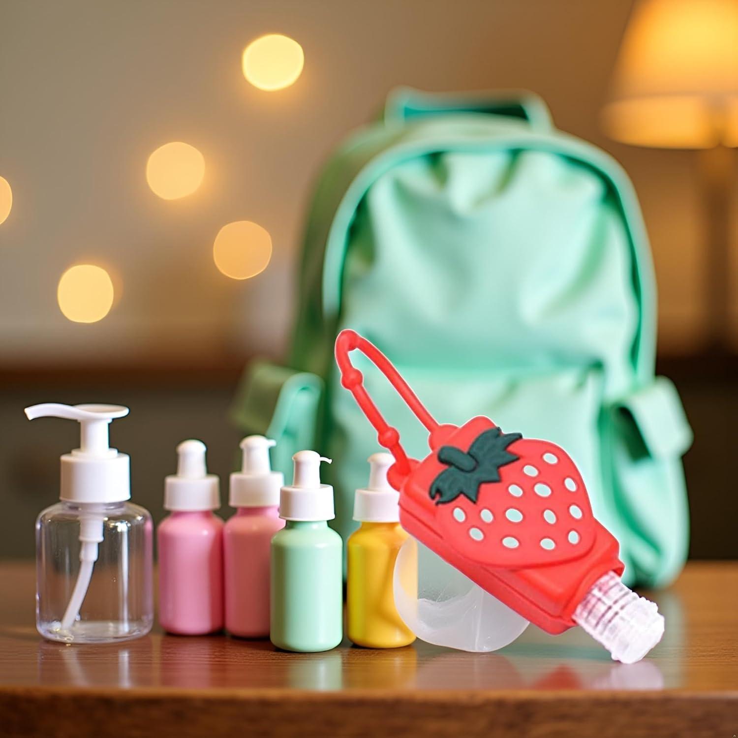 Botella de Viaje Dwuww Fresa 59 ml Recargable con Llavero