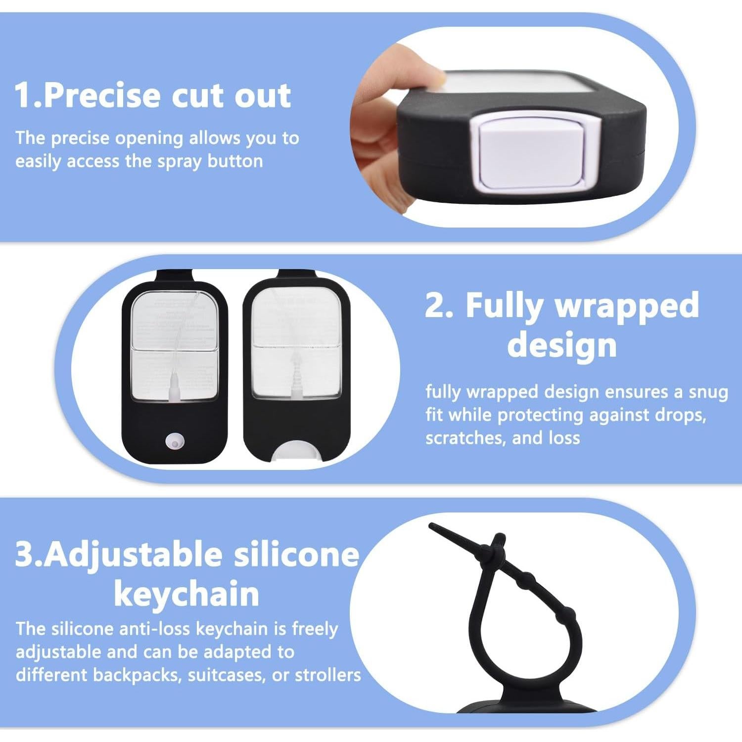 Funda de Silicona FUNAUPGO para Spray Desinfectante 30 ml Negra