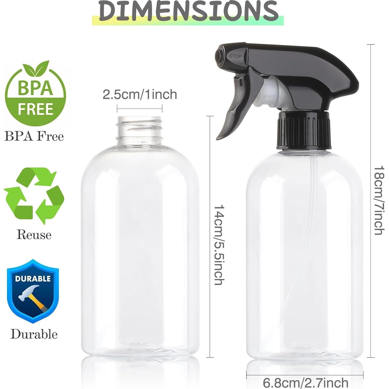 Botellas de Spray Bynccea 300ml Recargables Ajustables - 2 Piezas