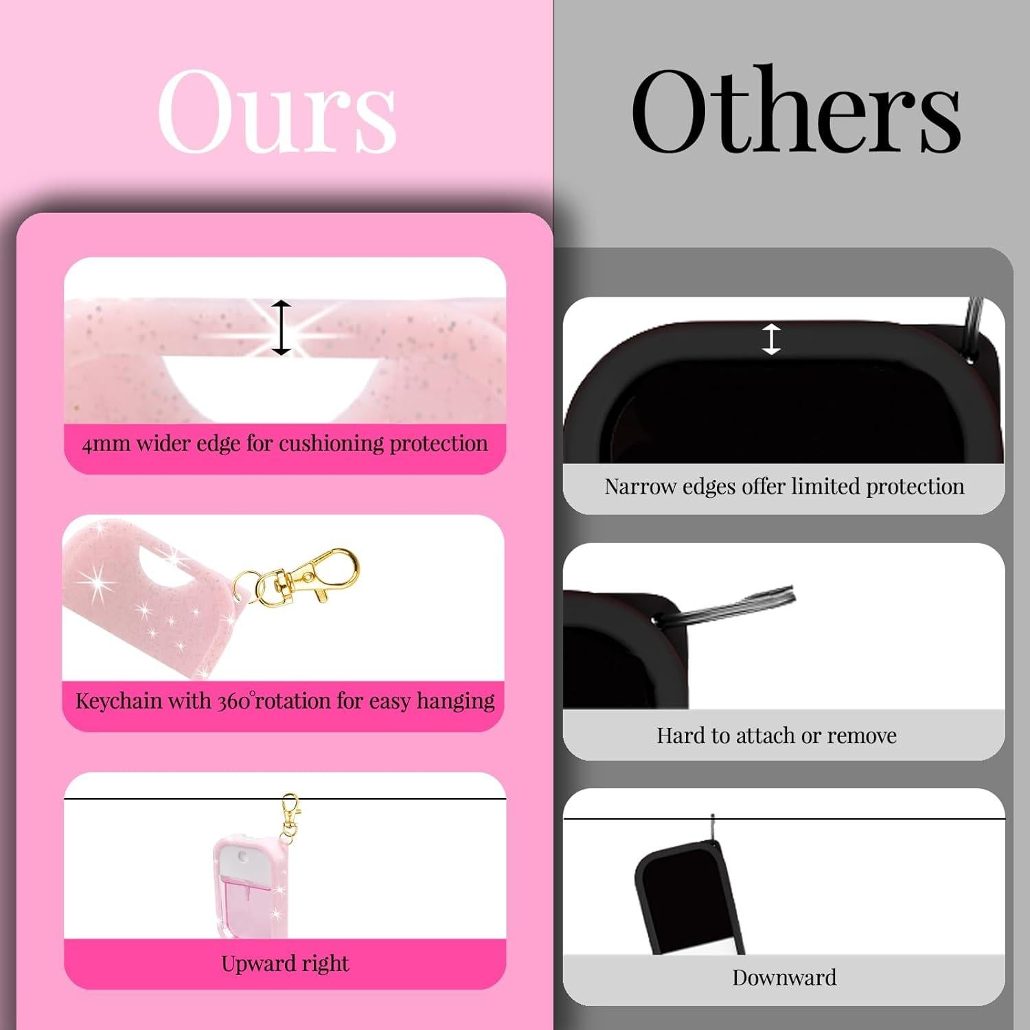 Funda de Silicona Touchland 30 ml con Llavero Rosa Brillante