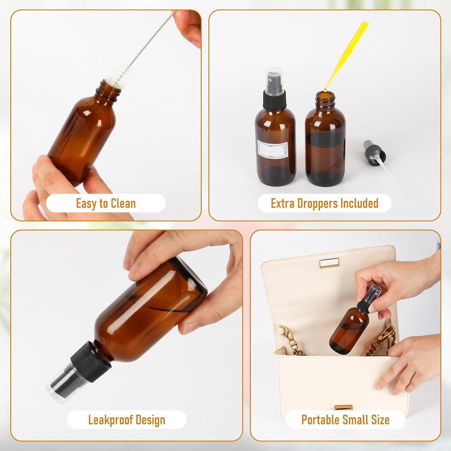 Botellas de Spray de Vidrio Ámbar 60ml Jaisie.W Set de 16