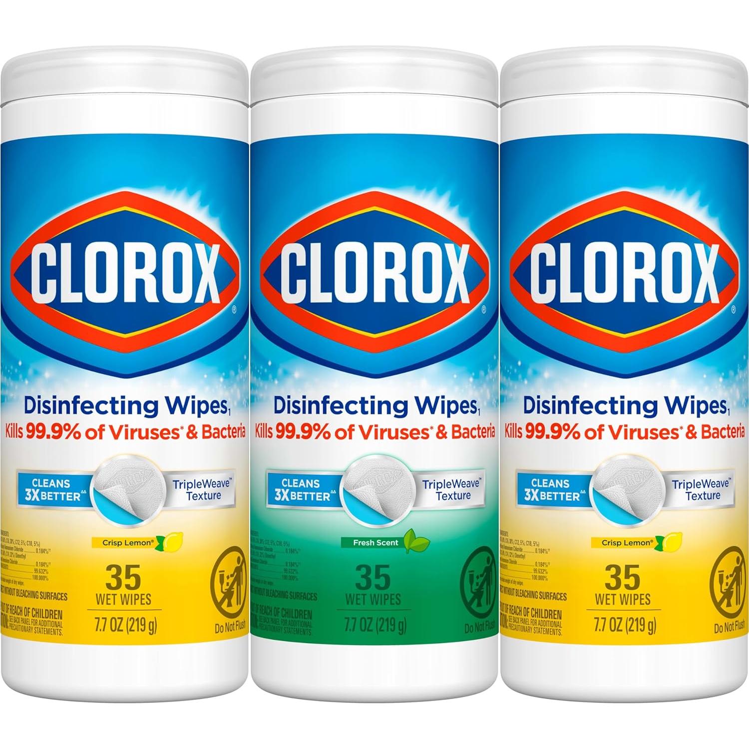 Toallitas Desinfectantes Clorox TripleWeave Paquete de 3 x 35 Unidades