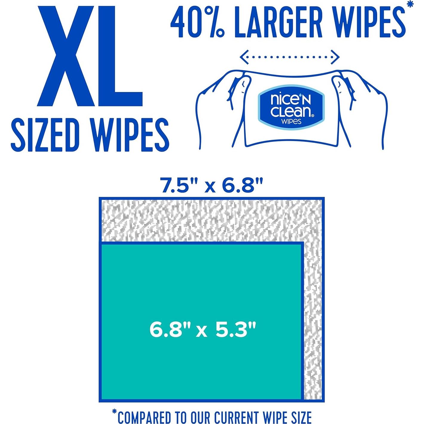 Toallitas Húmedas XL Nice 'N CLEAN 180 Unidades Sin Fragancia