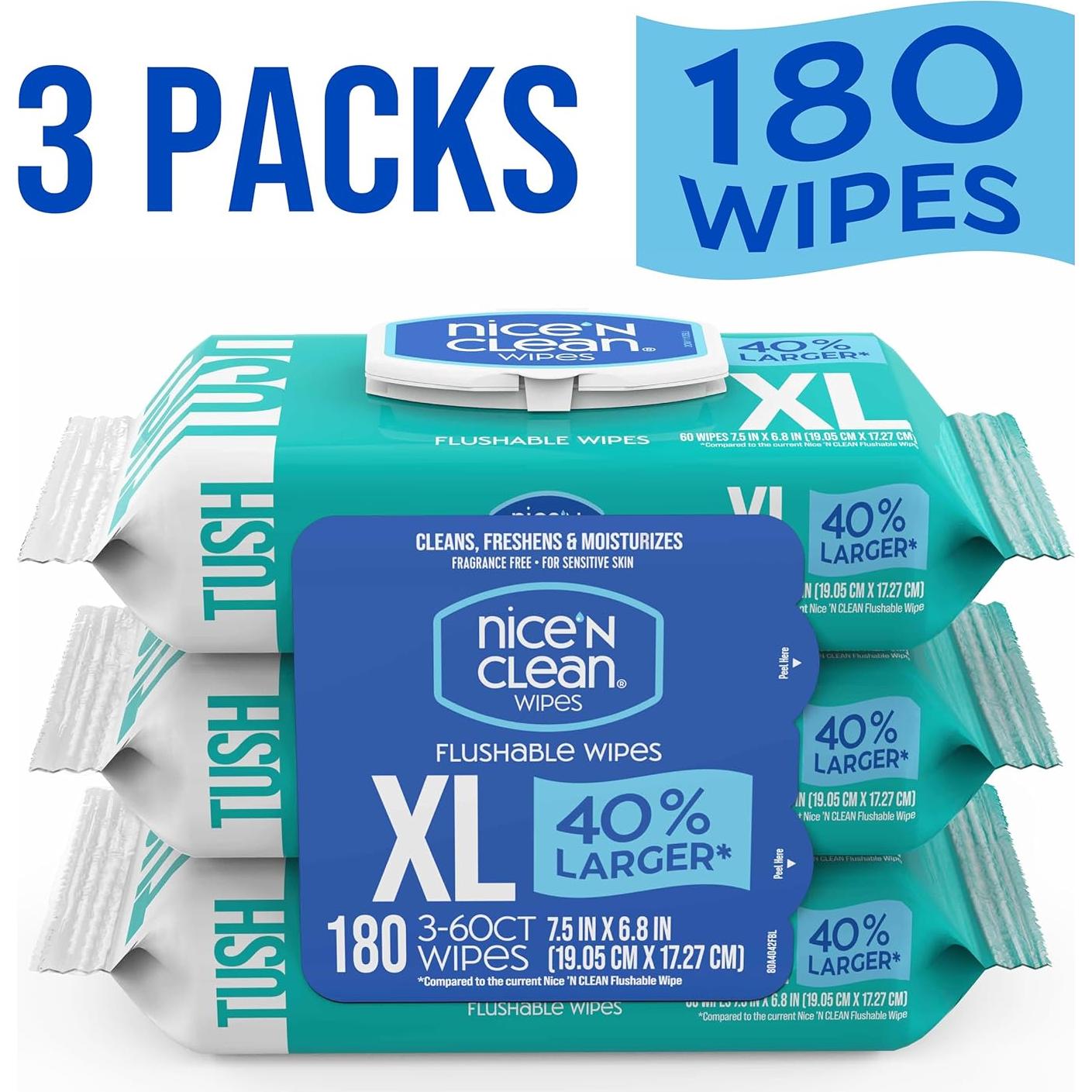 Toallitas Húmedas XL Nice 'N CLEAN 180 Unidades Sin Fragancia