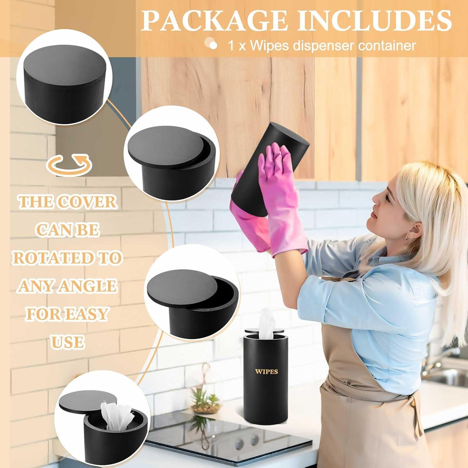 Dispensador de Toallitas Húmedas Recargable Bambú Negro