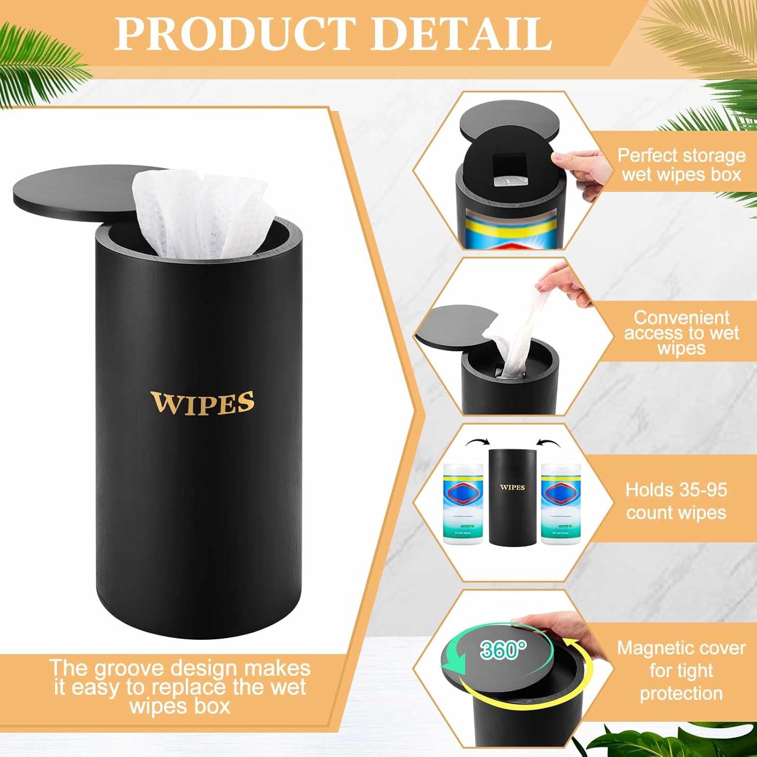 Dispensador de Toallitas Húmedas Recargable Bambú Negro