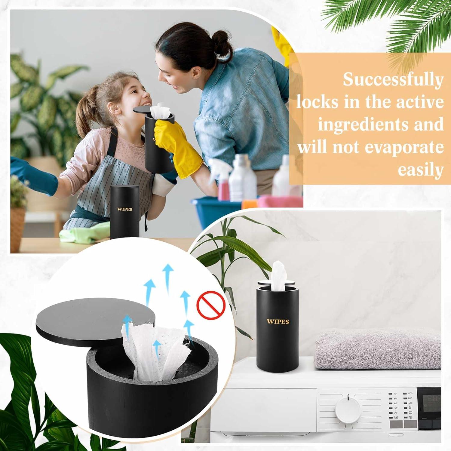 Dispensador de Toallitas Húmedas Recargable Bambú Negro