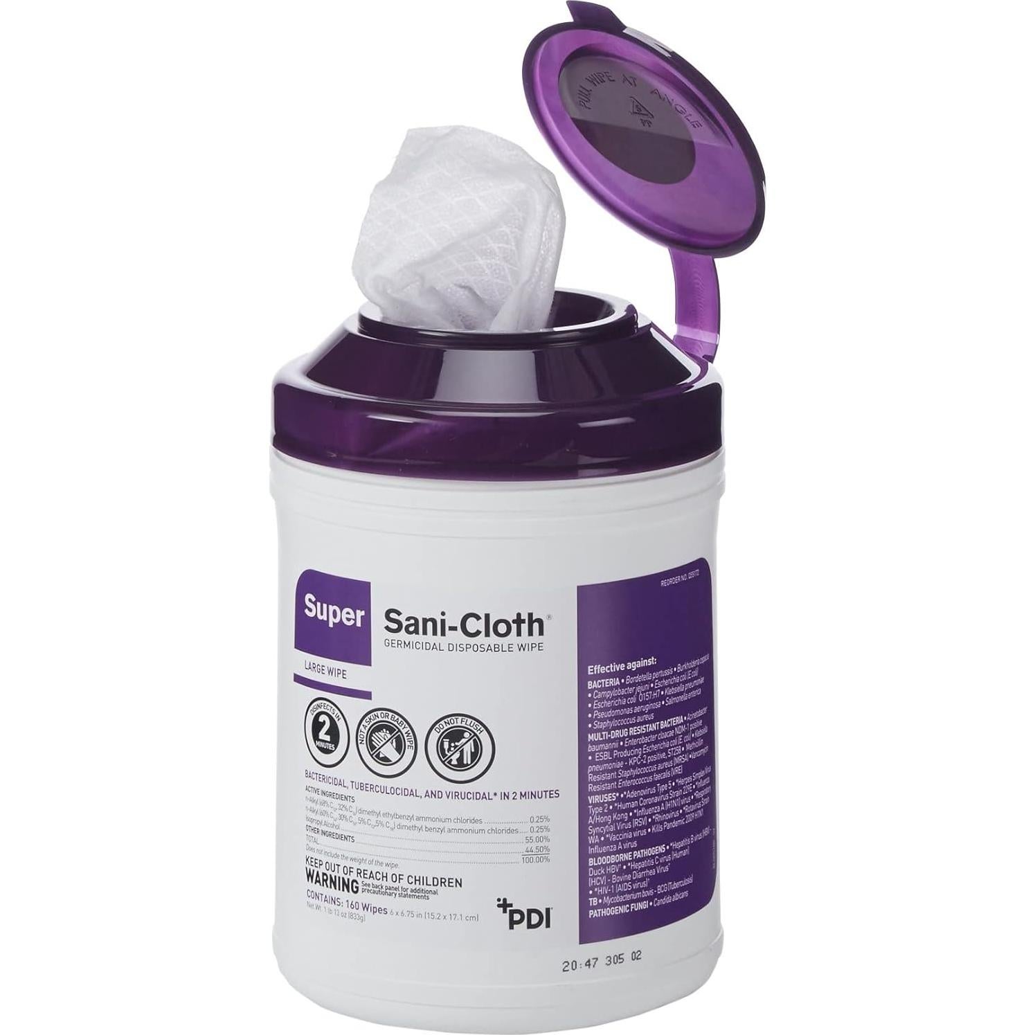 Toallitas Desinfectantes Germicidas PDI Super Sani 160 Unidades