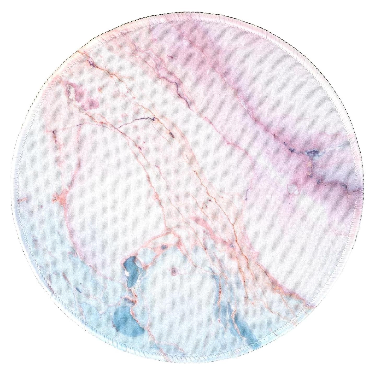 Marble Round Mouse Pad, Pink Marble Customized Premium-Textured Washable Desktop Protection Mouse Mat with Non-Slip Rubber Base 7.87×7.87×0.12 inches